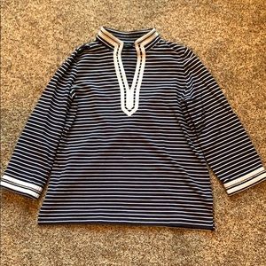 Talbots terry-cloth shirt navy stripes, size large